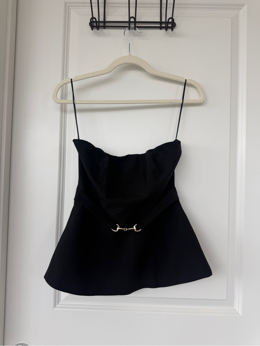 Black Strapless Top with Gold Accent